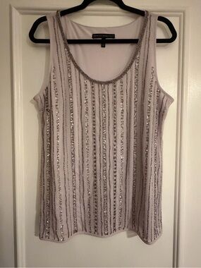 White House Black Market Light lavender Sequin-Striped Tank Top